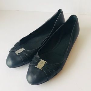 Salvatore Ferragamo Black Leather Shoes Size 9.5B